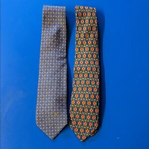 Burberry Men's Silk Ties - Blue and Red Patterns
